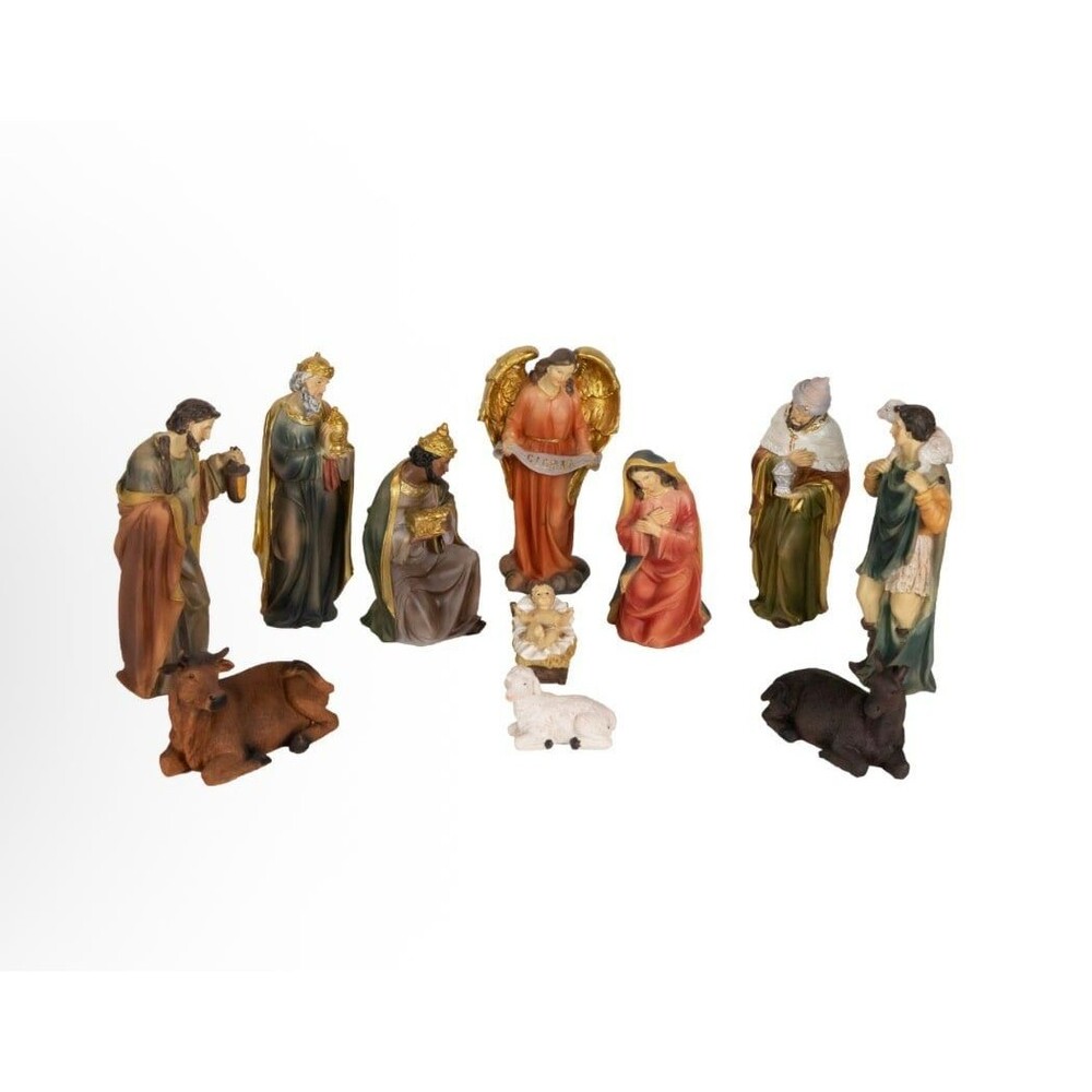 New NO BOX Northlight 11-Piece Brightly Colored Christmas Nativity Set 8"